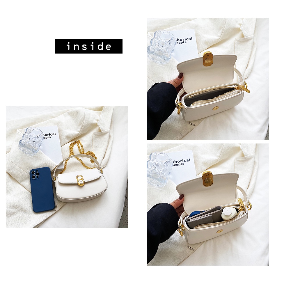 Túi xách nữ đeo chéo hàn quốc sang trọng thời trang dây xích vintage phong hàn quốc cao cấp đen da mềm đơn giản giá rẻ