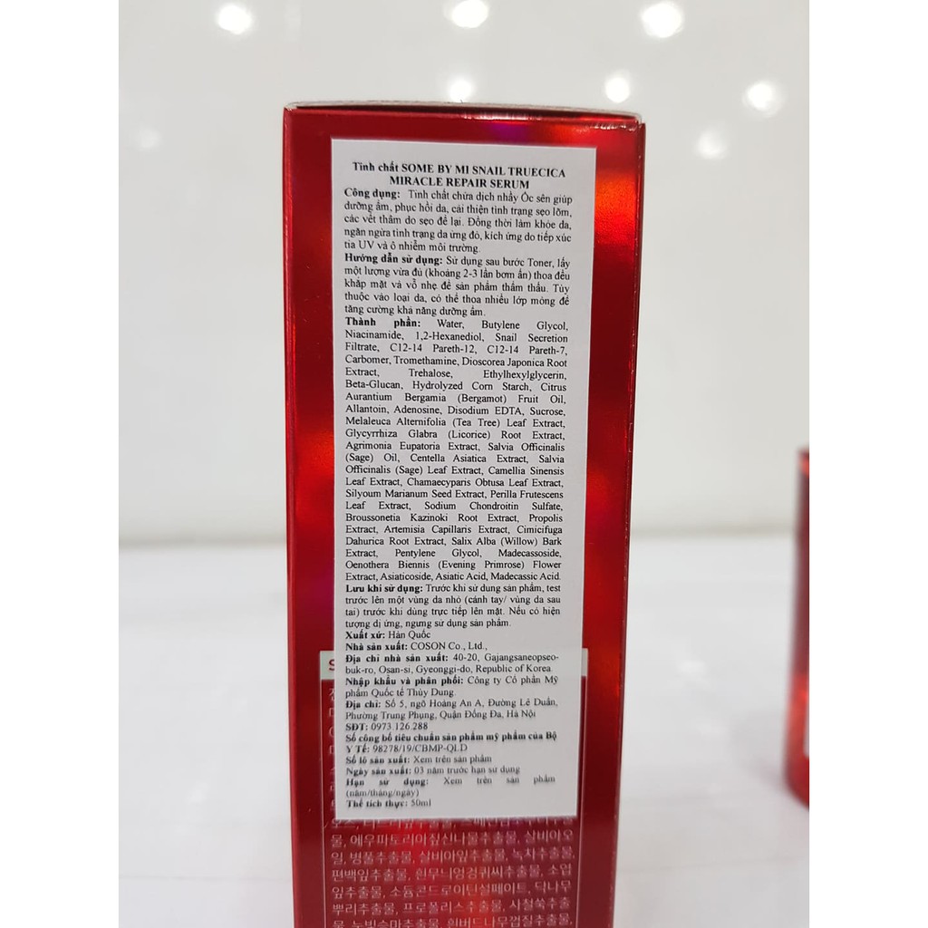 Tinh Chất Giảm Thâm Mờ Sẹo Some By Mi Snail Truecica Miracle Repair Serum 50ml Hàn Quốc