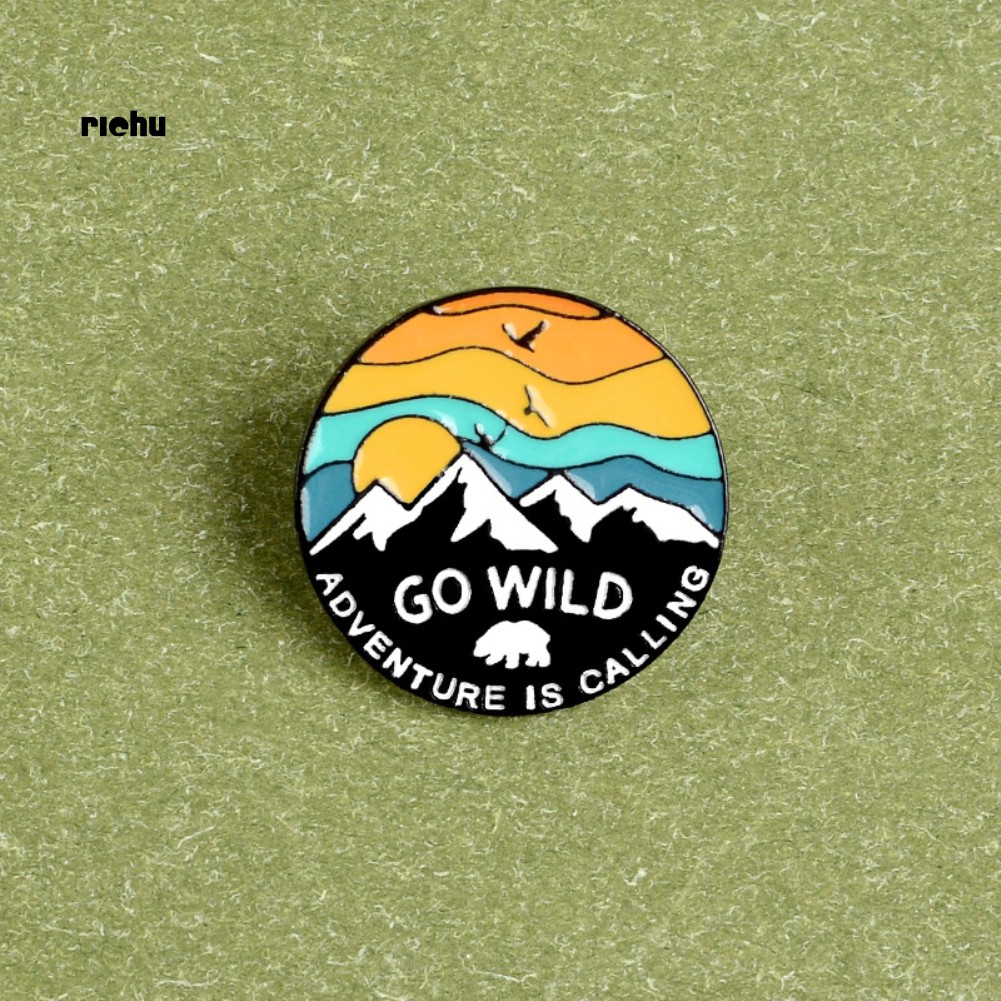 Richu Trâm Cài Áo Khoác Túi Xách Tráng Men Họa Tiết Chim Núi Tuyết Hoàng Hôn