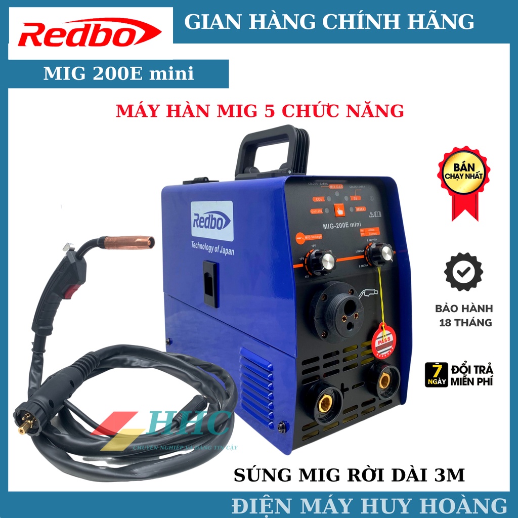 Máy Hàn Mig Không Dùng Khí Mini Redbo Mig 200E, máy hàn mig cao cấp cho thợ hàn không chuyên