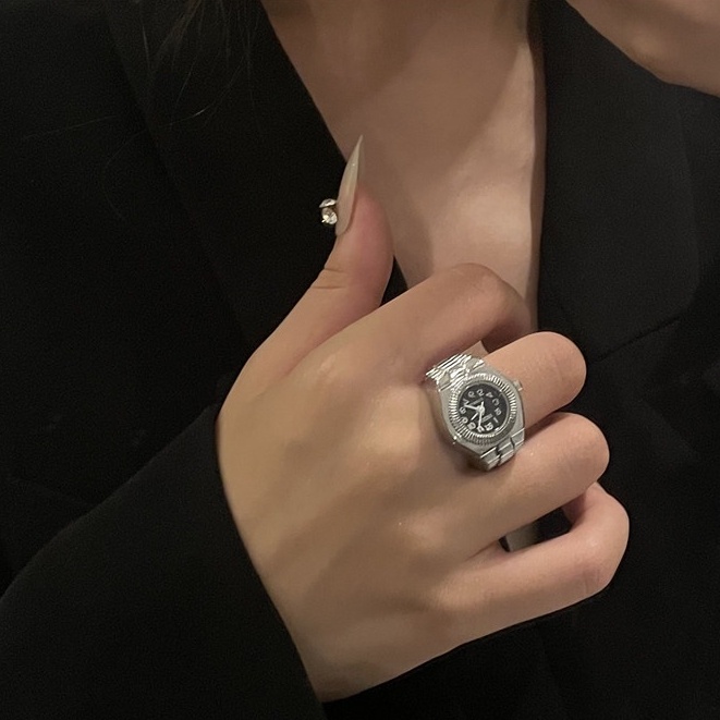 Nhẫn nam nữ tròn unisex Punstore màu bạc thời trang chất Titan đẹp đơn giản không gỉ - Nhẫn Đồng Hồ