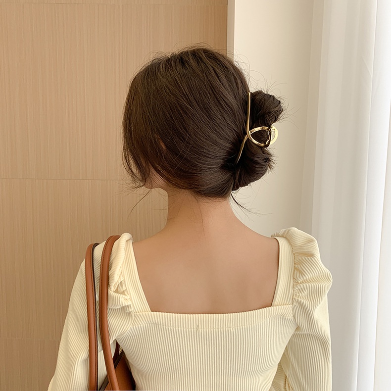 Kẹp Tóc Kim Loại Cỡ Lớn Thiết Kế Đơn Giản Phong Cách Hàn Quốc Thời Trang Cho Nữ