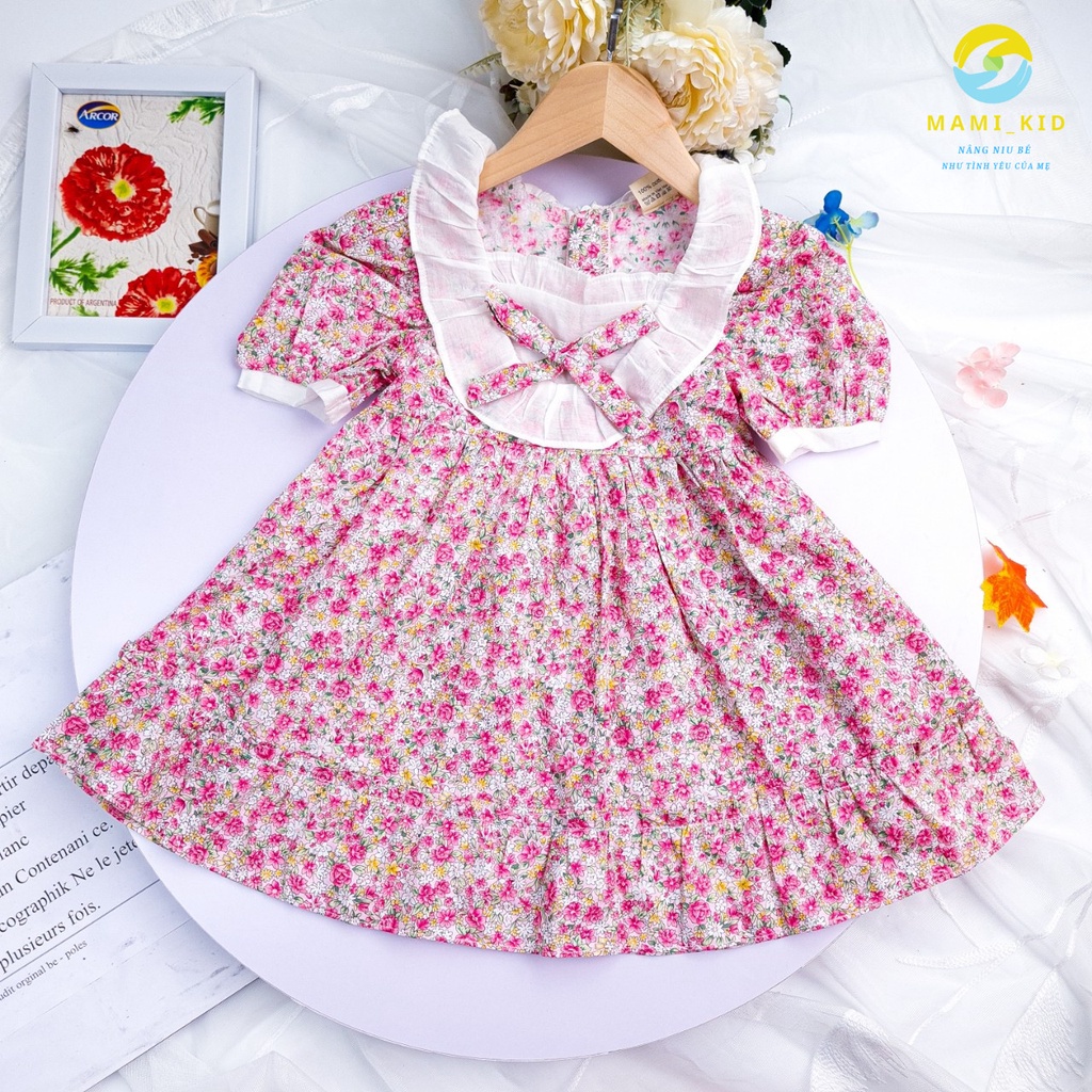 váy xinh cho bé gái 1-7 tuổi hoa nhí sành điệu, tay bồng phối ren xinh 12-25kg ,Mamikid