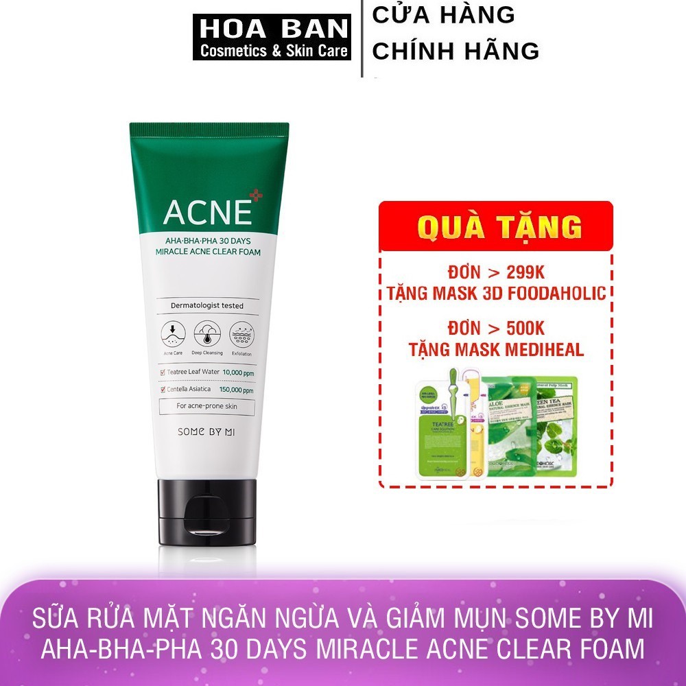 Sữa rửa mặt ngăn ngừa và giảm mụn Some By Mi AHA-BHA-PHA 30 days miracle acne clear foam 100ml - HB0184