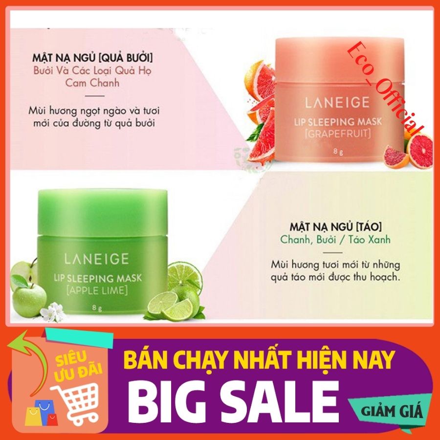 [ Hot Sale! ] Mặt nạ ngủ môi Laneige hộp 8g, Combo 4 hộp ủ môi Laneige 8g