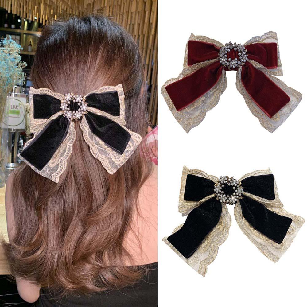 Kẹp Tóc Nơ Ren Ruy Băng Xinh Xắn Hợp Thời Trang Cho Bạn Gái