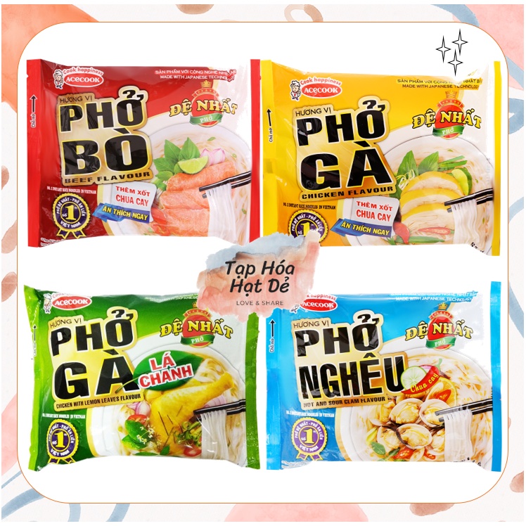 Phở nghêu / bò / gà / gà lá chanh Đệ Nhất Acecook gói 65g