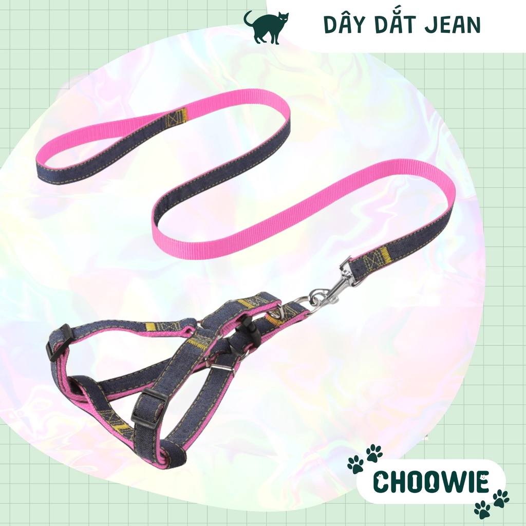 Dây dắt JEAN dạng yếm dày 1 cm và 1,5 cm | Phụ kiện chó mèo