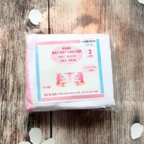 Khăn sữa cho bé sơ sinh gói 10 chiếc khăn xô sữa 3 lớp vải cotton đẹp