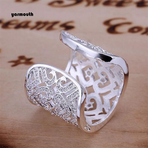 Nhẫn Mở Mạ Bạc Đính Đá Nhân Tạo Hình Trái Tim Thời Trang