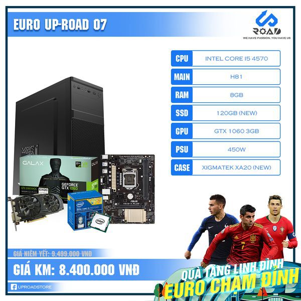 [QUÀ TẶNG LINH ĐÌNH - EURO CHẠM ĐỈNH] Bộ PC Gaming I5 4570 H81 Ram 8GB SSD 120 VGA GTX1060 Nguồn 450W Vỏ Xigmatek | BigBuy360 - bigbuy360.vn