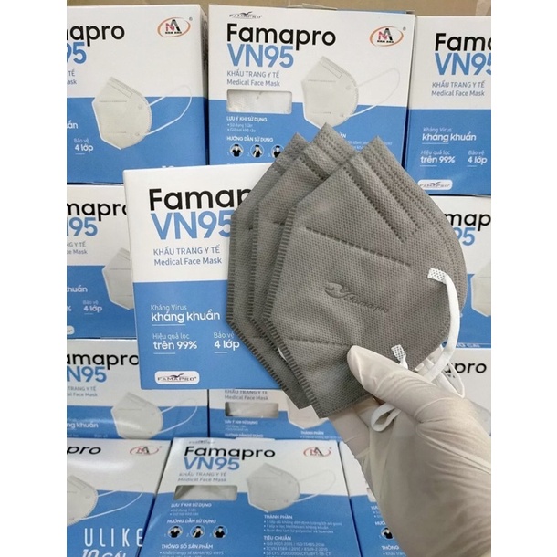 Hộp 10 Khẩu Trang Y Tế N95 FAMAPRO Chính Hãng Cao Cấp Nhiều Màu