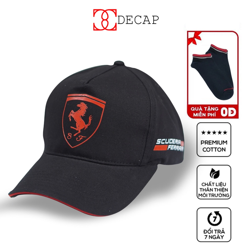 Nón mũ kết lưỡi trai thời trang phom đẹp nam nữ unisex ulzzang chất vải kaki snapback kiểu xe hơi Ferrari đỏ|DECAP SHOP