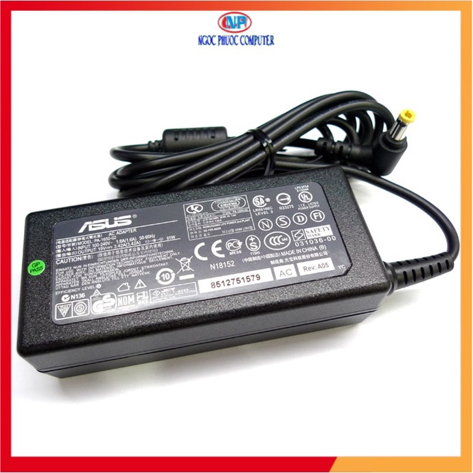 Sạc laptop ASUS 19v-3.42a/2.37a/1.75a ZiN CAO CẤP - Adapter ASUS Vuông / Chữ nhật - Chân to / nhỏ - Kèm dây nguồn