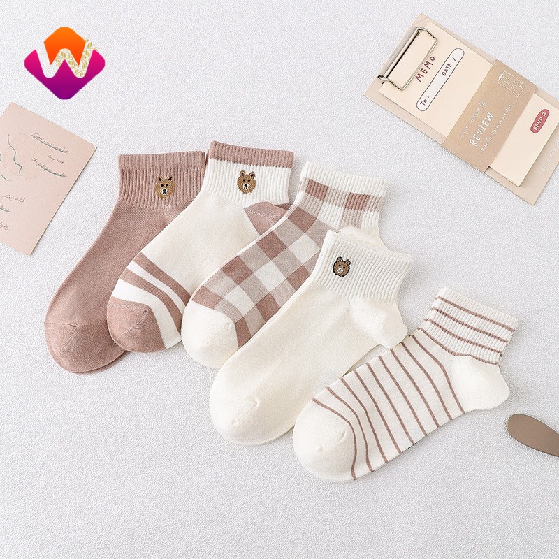 HSUTất vớ nữ Ulzzang ngắn cổ chủ đề gấu nâu siêu xinh  YKD HSU