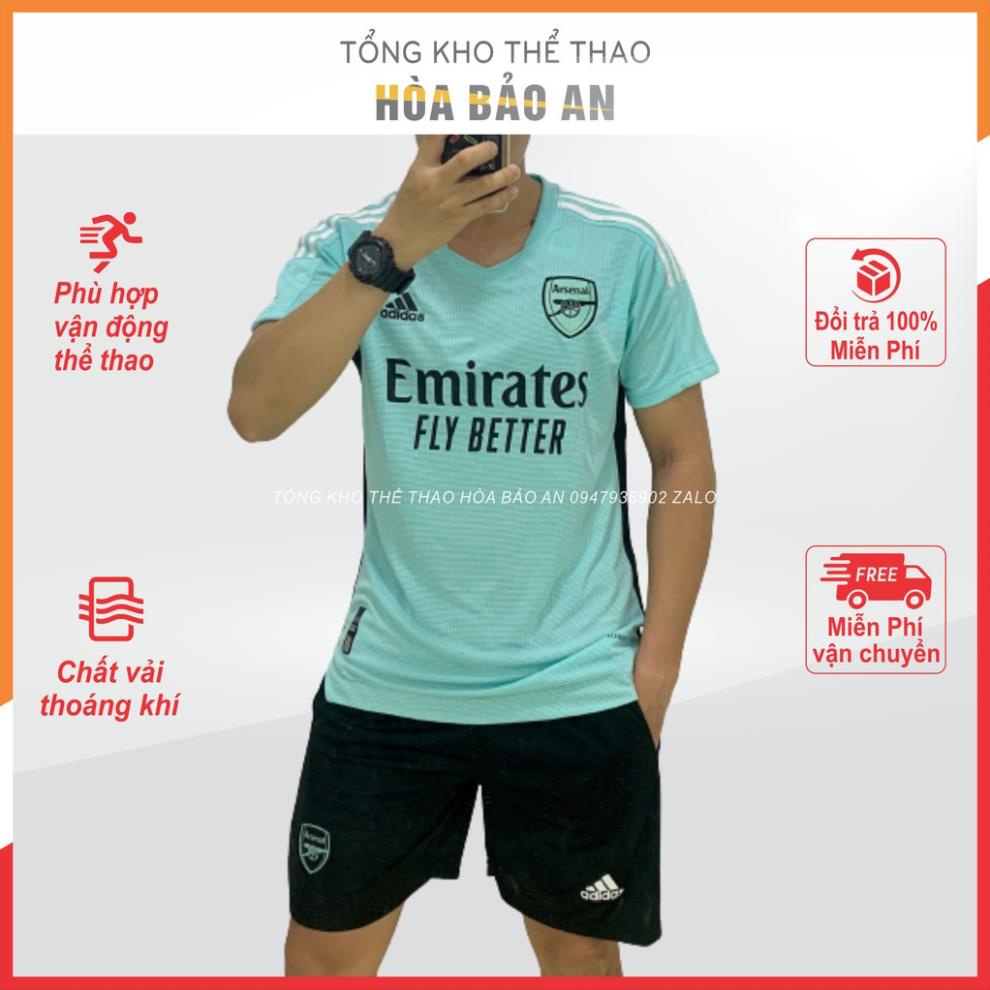 Bộ Quần Áo Bóng Đá CLB Arsenal màu Xanh Ngọc - Vải thái Chuẩn Áo Thi Đấu - Áo Đá Banh Đẹp