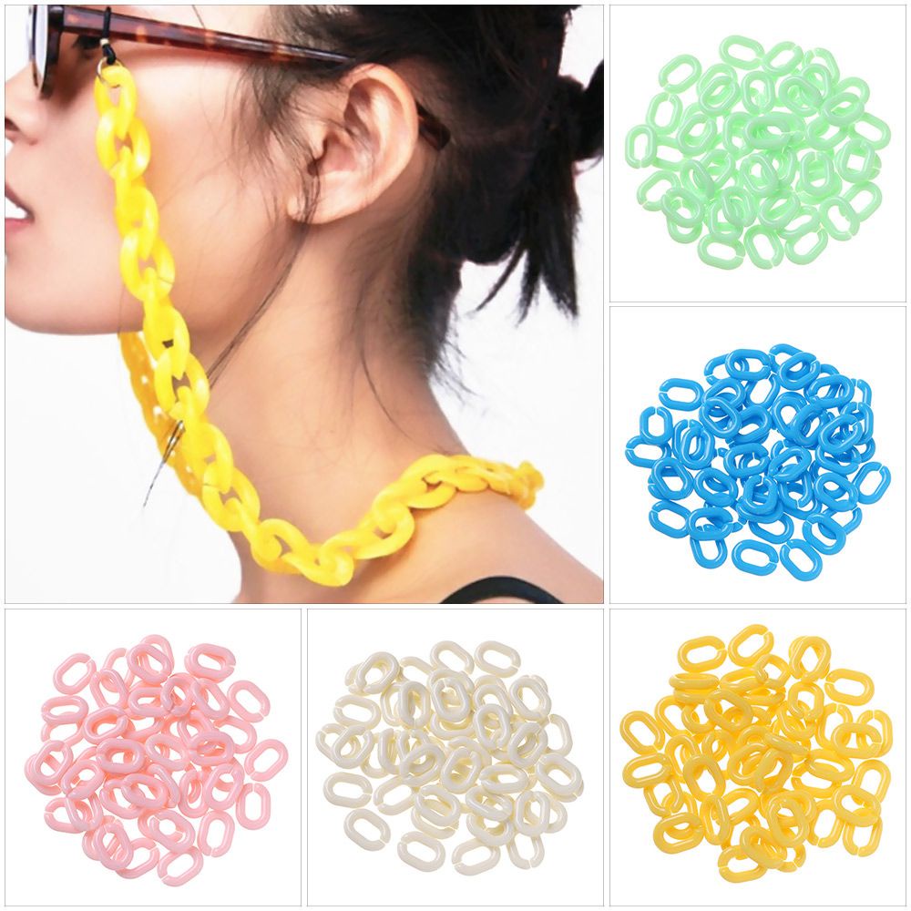 CVMAX🌟 50Pcs/Set DIY Accessories Connector link Chain Earring Chain Buckle Ring Beads Hairpin Necklace Bracelet Colorful Bag Chain Acrylic DIY Jewelry Making
