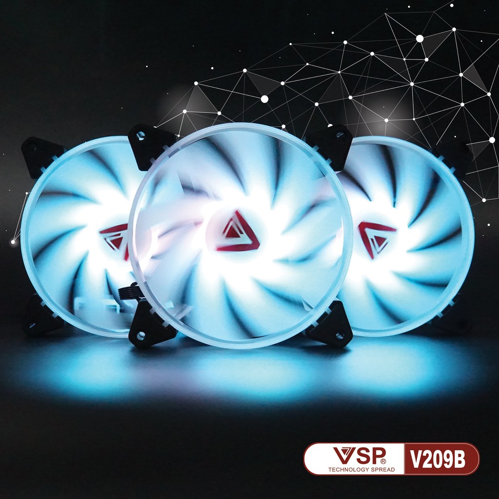 Bộ Kit 3 Fan VSP V209B LED RGB ( Fan Làm Mát và Đẹp Cho Vỏ Máy Tính )