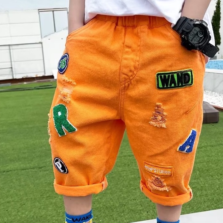 Quần Short Rách Dáng Rộng Thoải Mái Thời Trang Mùa Hè Cho Bé Trai 3-15 Tuổi