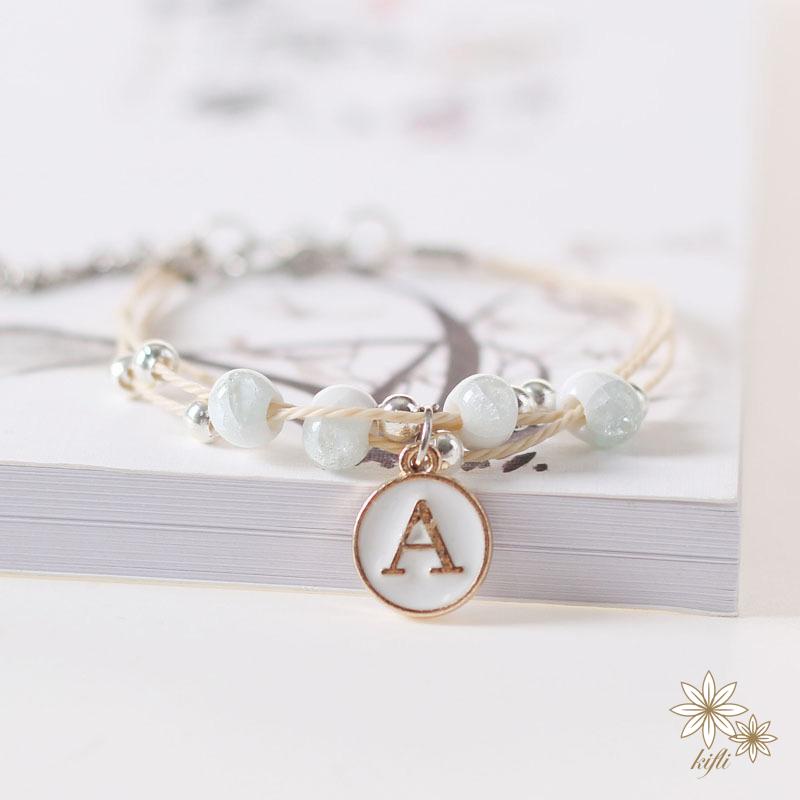 【kifli】Vòng Đeo Tay Mặt Trái Tim In Chữ Bằng Gốm Sứ Dành Cho Cặp Đôi