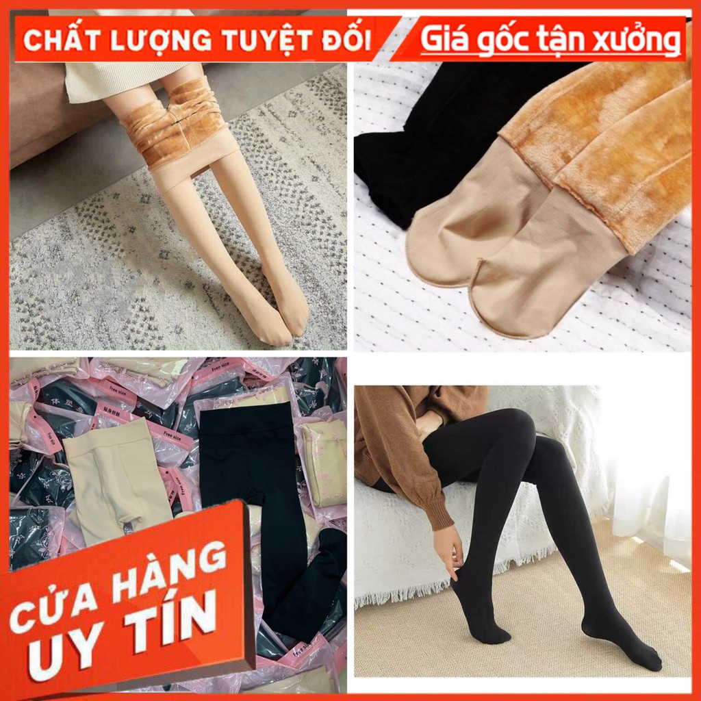 Quần Tất Lót Lông Cho Nữ Cả Bàn Chân 2 Màu Đen Da Chất Dày