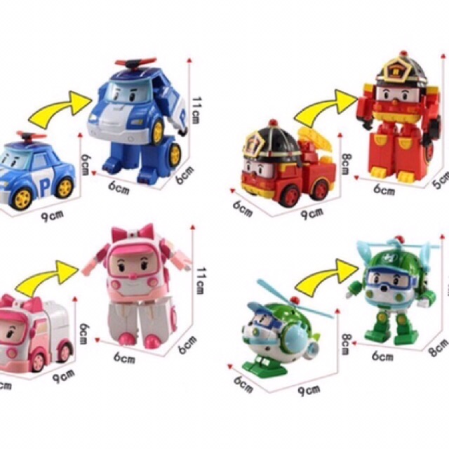 Bộ xe biến hình robot Poli car - school bus