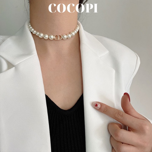 Dây chuyền, vòng cổ chocker đính chuỗi ngọc cao cấp hottrendy phong cách Hàn Quốc Cocopi.accessories - VC017