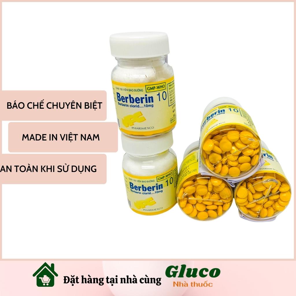 BERBERIN Viên uống cầm tiêu chảy, lỵ, viêm đại tràng bao đường Cửu Long 100 viên GLU4101