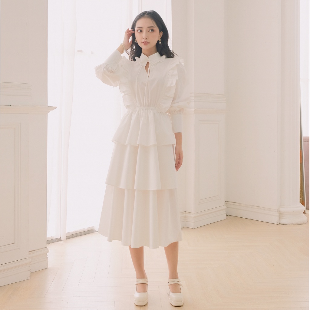 THE19CLUB - Váy cotton dáng dài bèo ba tầng 2 màu sắc - NANA DRESS