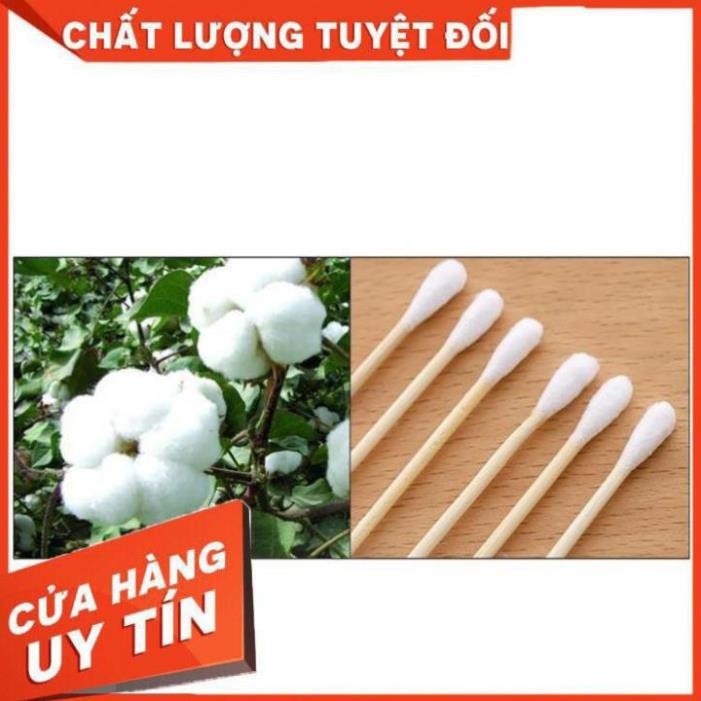 Tăm Bông 100 Que Thân Gỗ (thân thiện với môi trường)