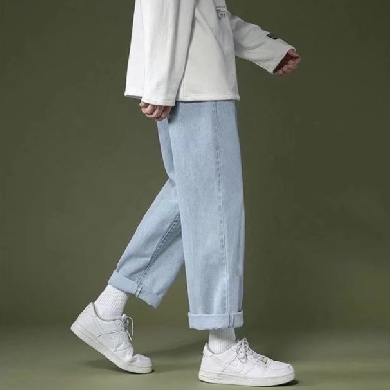 Quần jeans Lưng Thun Dáng Rộng Thoải Mái Phong Cách Thời Trang Nhật Bản Cho Nam Giới size S-3XL