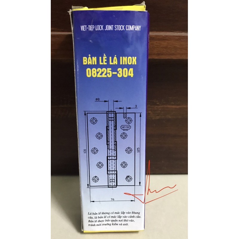 [chính hãng]  Bộ (2 cái) bản lề SUS 304 Việt Tiệp 8225 - Bảo hành 1 năm