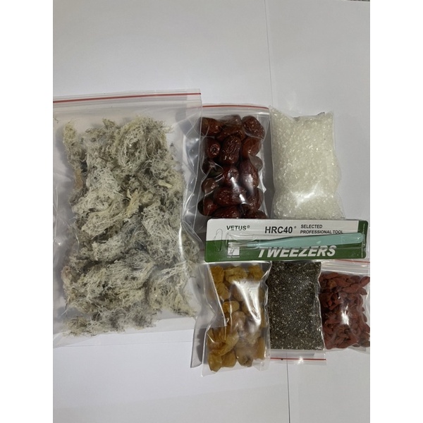YẾN VỤN THÔ GÓI 10gram yến kèm GIA VỊ CHƯNG VÀ NHÍP NHẶT LÔNG khi mua từ 10gram