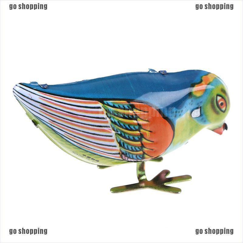 {go shopping}Wind up clockwork pecking song blue bird magpie tin toy vintage retro gift