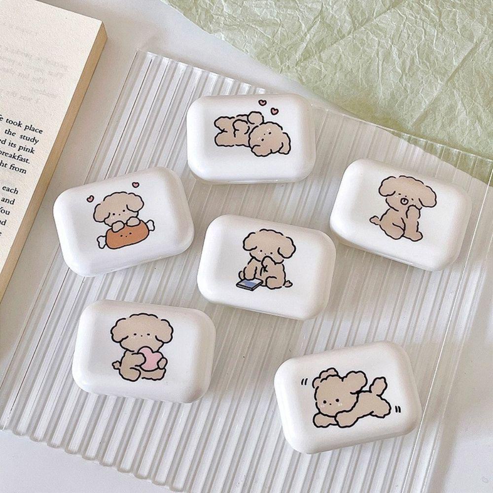 Hộp Đựng Kính Áp Tròng Hai Ngăn Kèm Gương Soi Họa Tiết Hoạt Hình Phong Cách Hàn Quốc Cho Cún Cưng