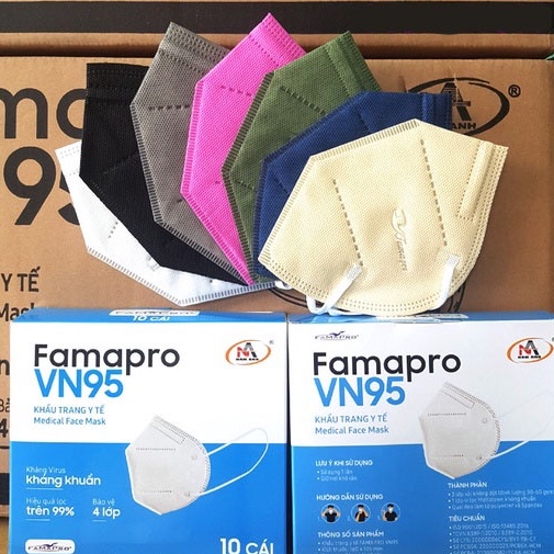 Khẩu trang y tế kháng khuẩn 4 lớp Famapro VN95 đạt chuẩn N95 (10 cái/ hộp)
