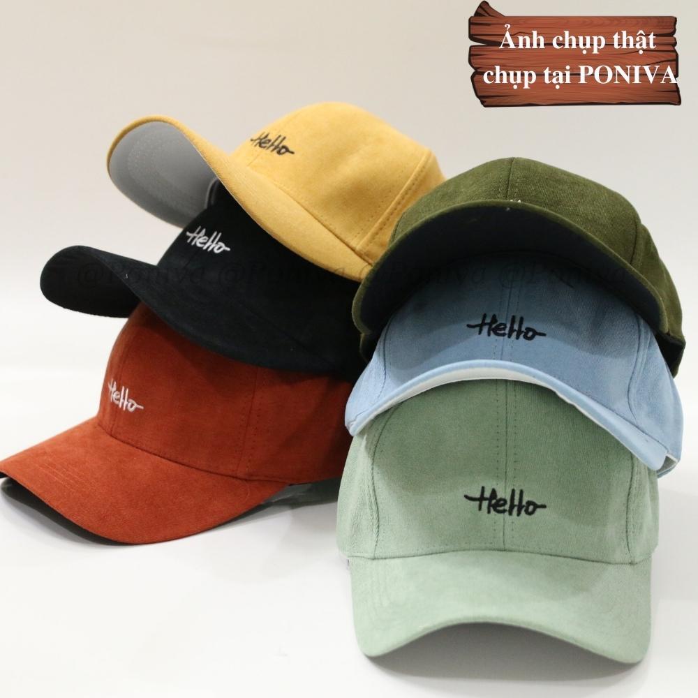 Mũ lưỡi trai ❤️ Nón kết thêu chữ hello chất nhung mịn form unisex HL78 phong cách Ulzzang Thời trang PONIVA siêu hot