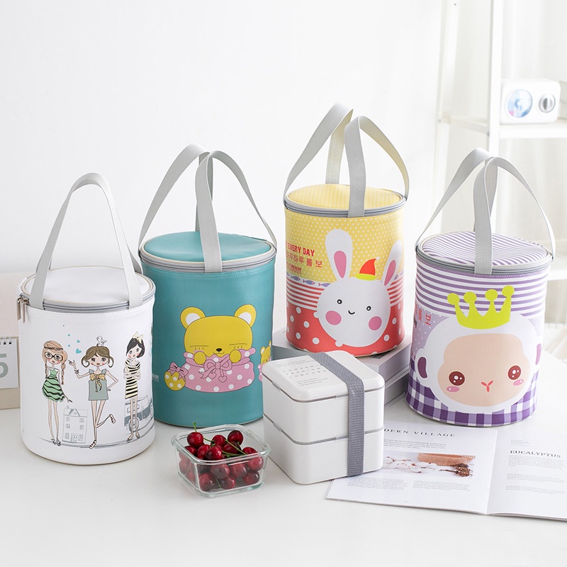 Túi đựng cơm tròn cao cấp bằng da Bailing, 3 lớp cách nhiệt, lót nhôm bên trong, cỡ lớn