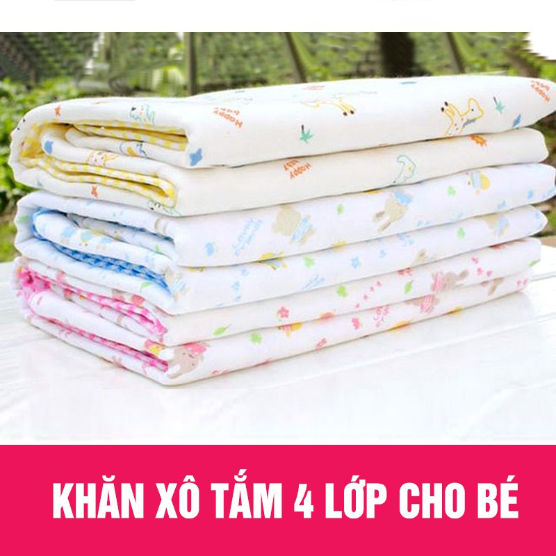 Khăn tắm xô hoa 4 lớp xuất Nhật cao cấp cho bé