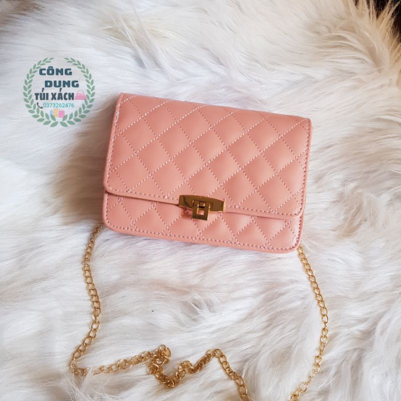 Túi đeo chéo khóa gập size 20 trần trám ( Ảnh thật kèm video )