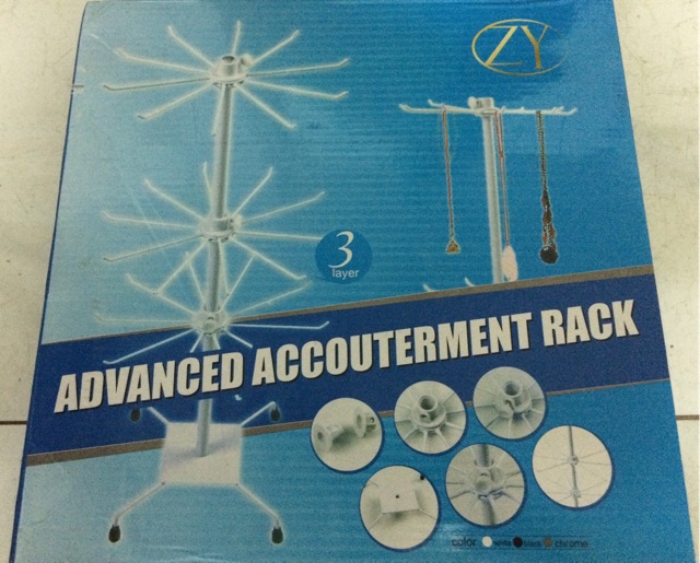 Giá treo dây chuyền và trang sức 3 tầng tháo lắp trắng/đen