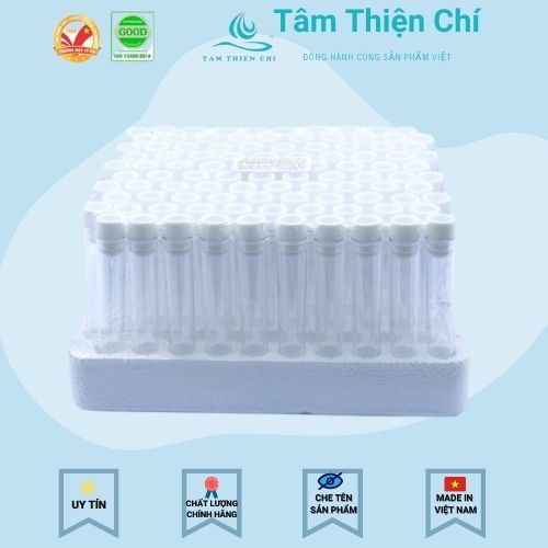 Ống nghiệm nhựa PS trắng trong có nắp không nhãn 5ml  HTM hộp 100 tube