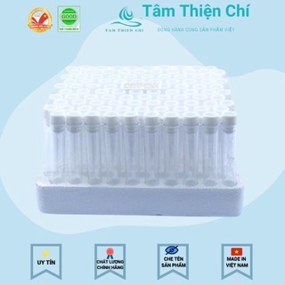 Ống nghiệm nhựa PS trắng trong có nắp không nhãn 5ml (12x75mm) HTM hộp 100 tube