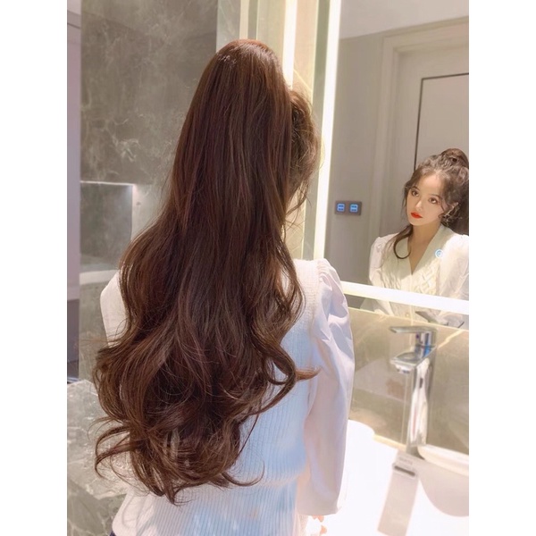 trả khách bộ toc kẹp thật 2 lạng 60cm dệt theo yêu cầu