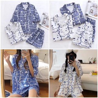 Bộ pizama đùi nữ mặc nhà mùa hè- Đồ ngủ 3D hình gấu