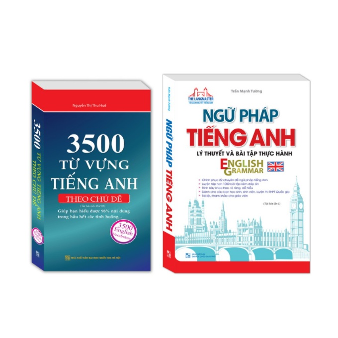 Sách - Combo Ngữ pháp tiếng Anh lý thuyết và bài tập thực hành(màu) + 3500 từ vựng tiếng Anh theo chủ đề (đen trắng)