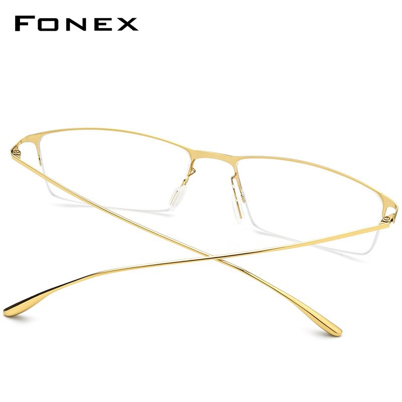 FONEX Kính hợp kim titan Gọng kính cận thị nam kính cận thị theo toa Gọng kính nửa vành quang học Kính mắt nam Hàn Quốc 8101