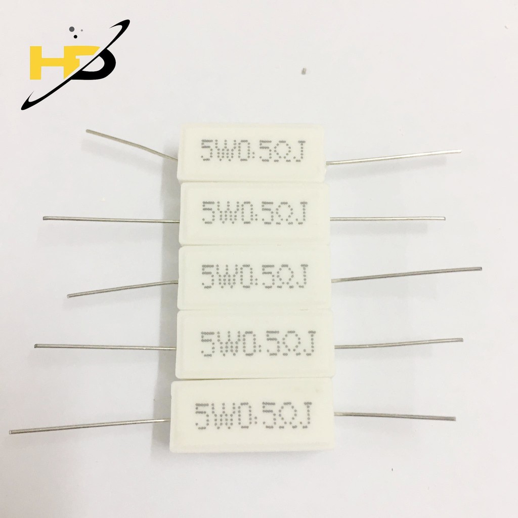 Gói 10 Trở Sứ 5W 0.5R, Điện Trở Công Suất