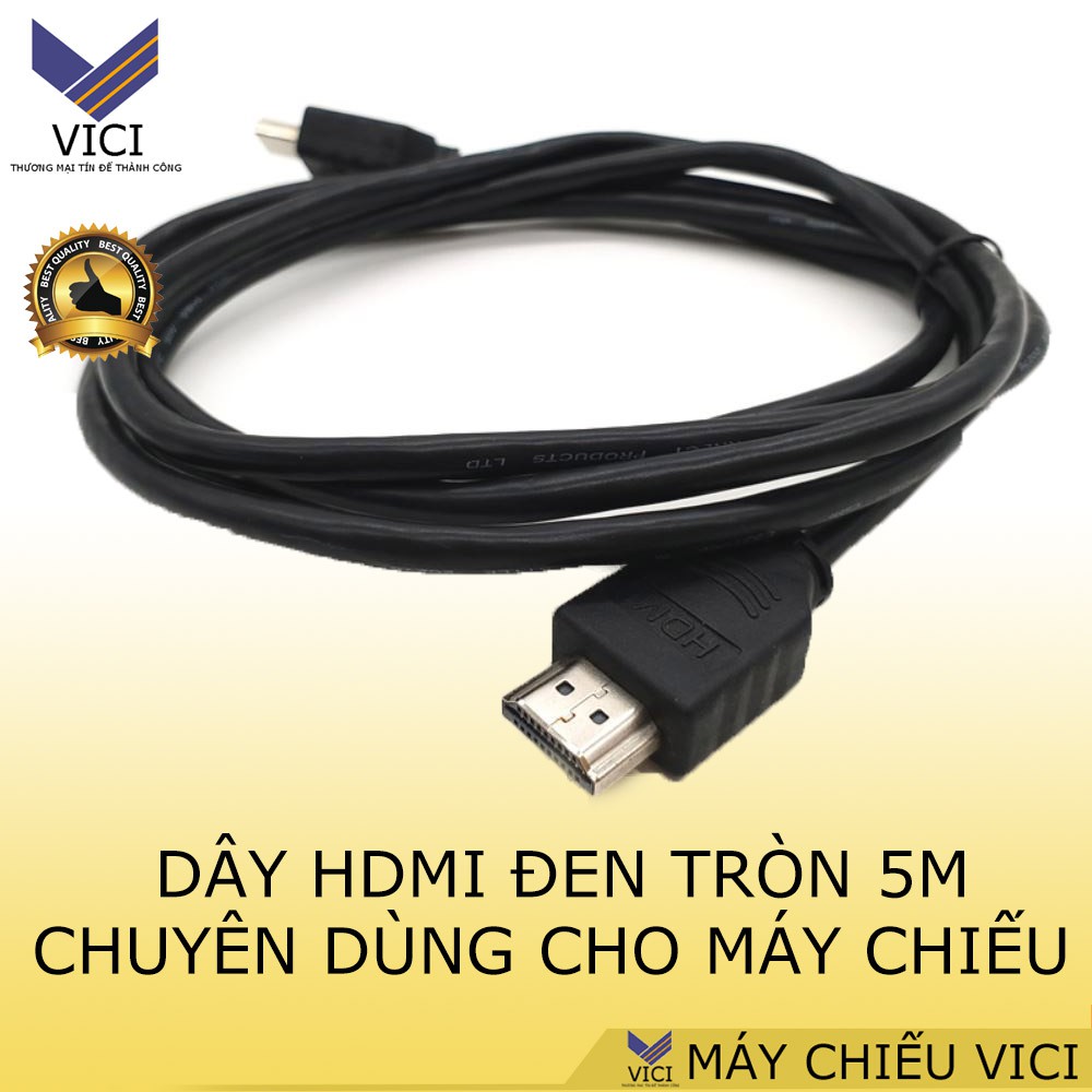 Dây HDMI 5m chuyen dùng cho máy chiếu, tivi. Dây đen tròn, tín hiệu truyền tốt