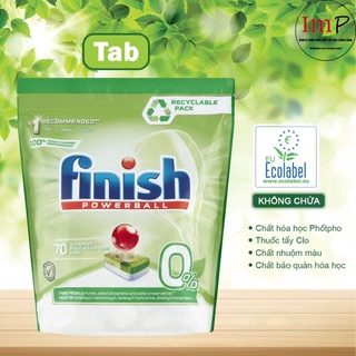 Viên rửa bát Finish Eco 0% 70 viên (nhập khẩu chính hãng) - Date mới nhất